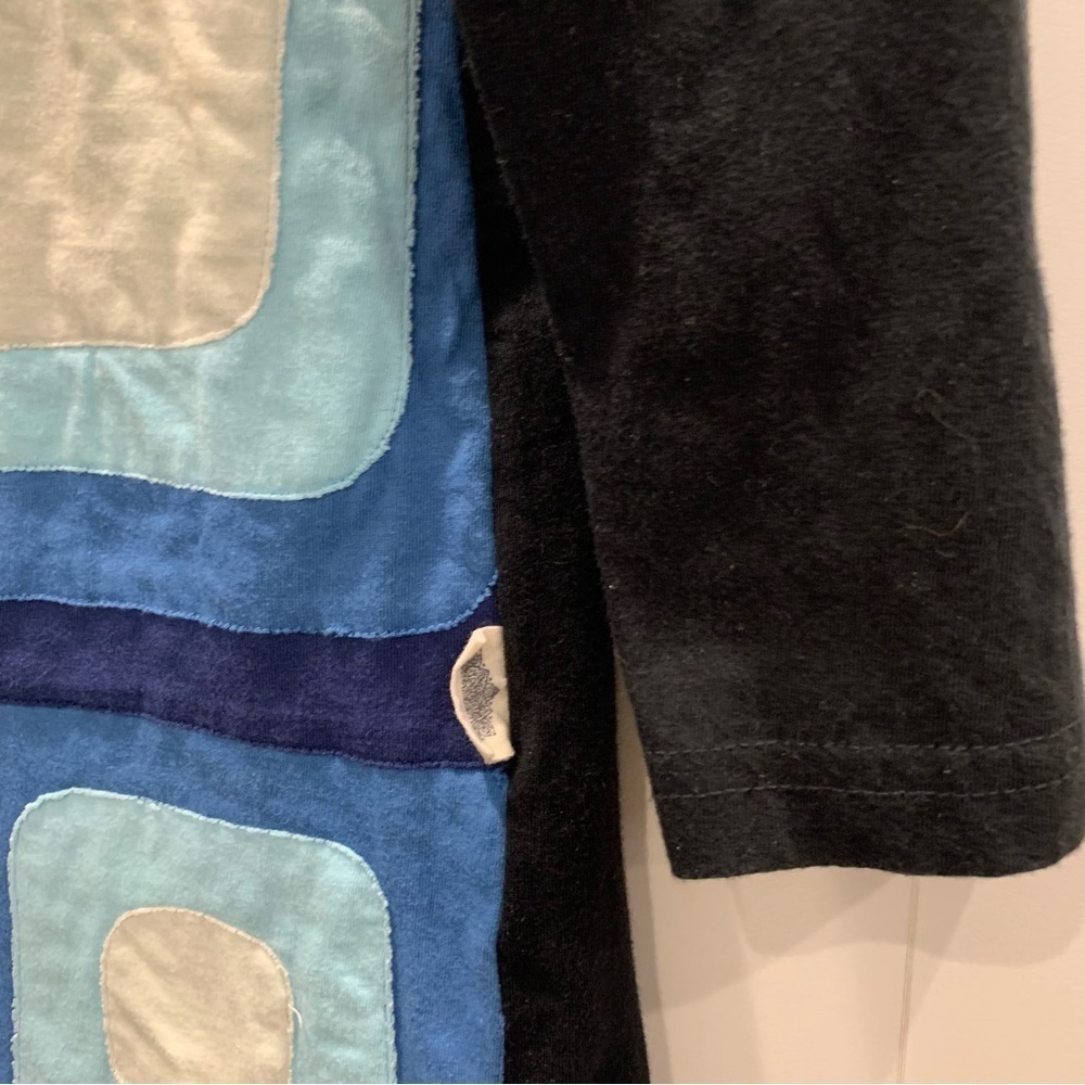 Adria Mode Black Blue Patch Embellishment Organic Cotton Dress Tunic size L - Picture 4 of 7